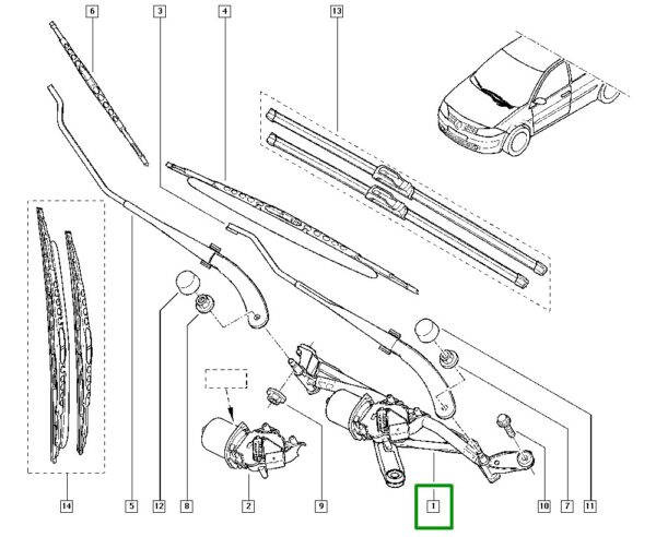 motor do limpador do parabrisa completo renault megane ii 8200036921