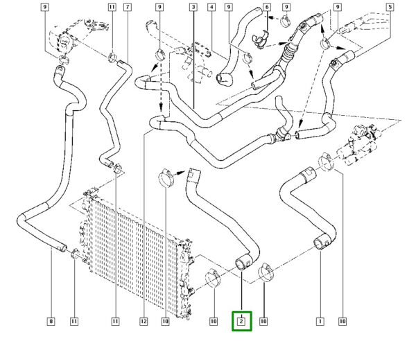 mangueira inferior radiador megane 2.0 16v 8200505356