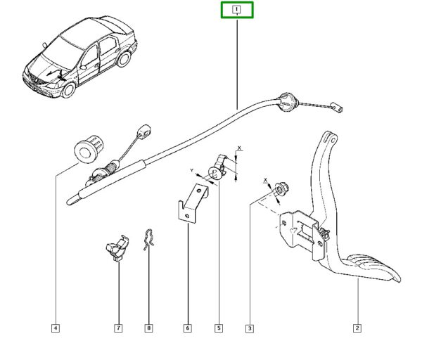 cabo acelerador renault logan sandero 6001546868