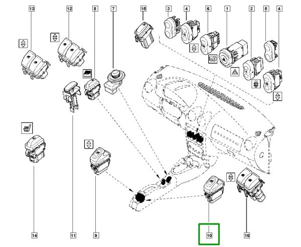 botão do vidro elétrico lado direito renault duster logan 8200476809