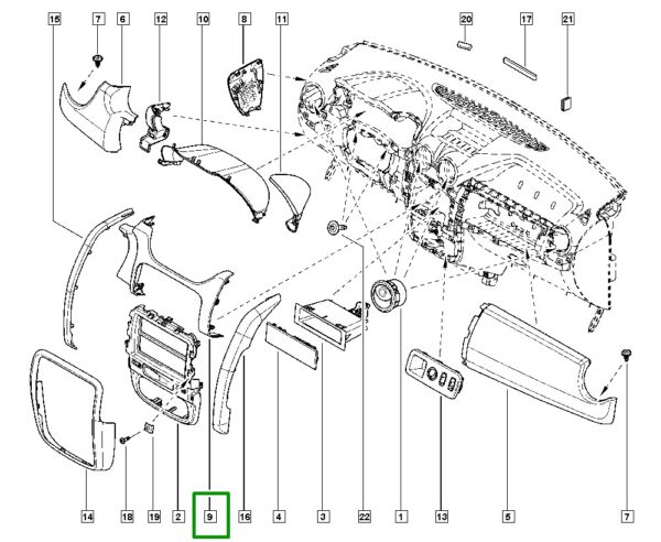 moldura inferior painel instrumento renault duster 681042123r