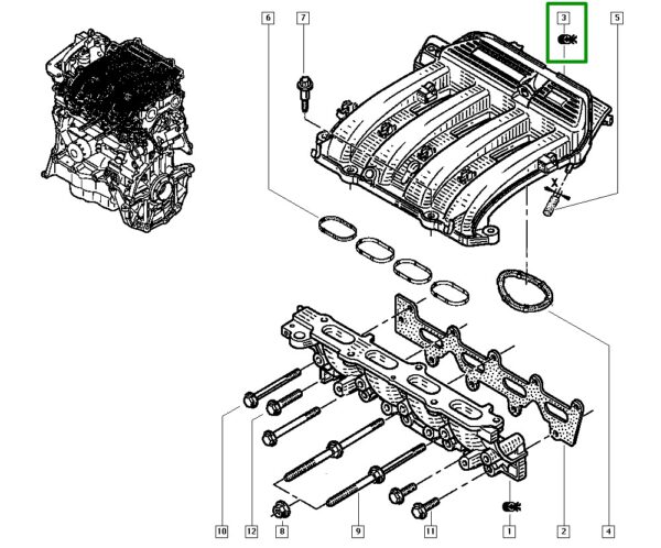 coletor de admissão renault clio 1.6 16v 8200962600