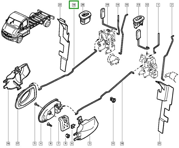 haste trava fechadura porta renault master ii 8200416780