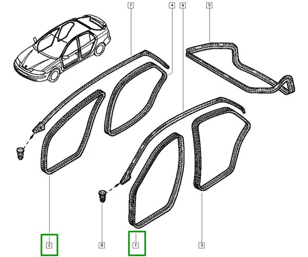 borracha vedação da porta dianteira renault laguna ii 8200440768