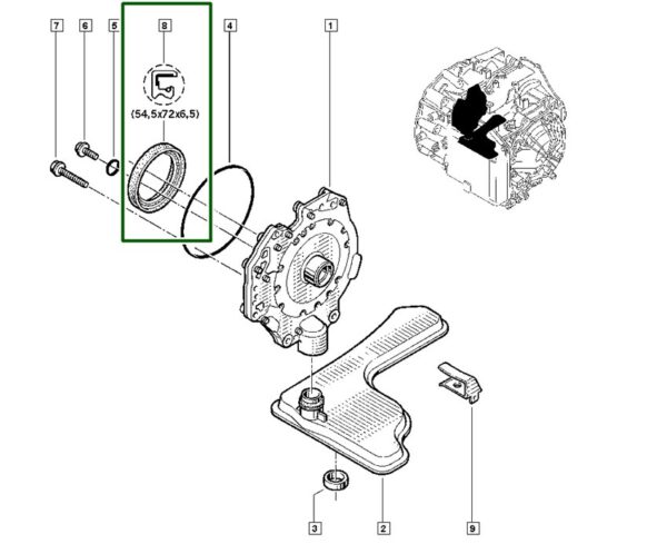 8200834449 retentor da bomba de Óleo cambio automático dpo al4 duster