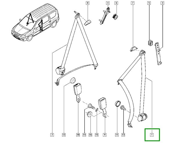 cinto segurança dianteiro esquerdo renault logan sandero 6001550523