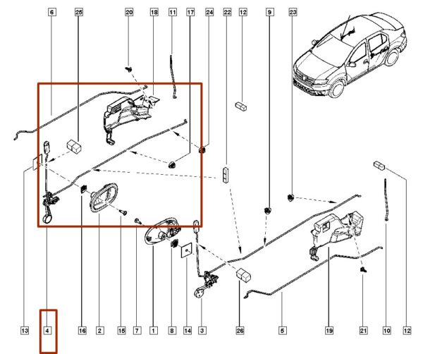 825120679r haste do fechamento da porta renault logan sandero