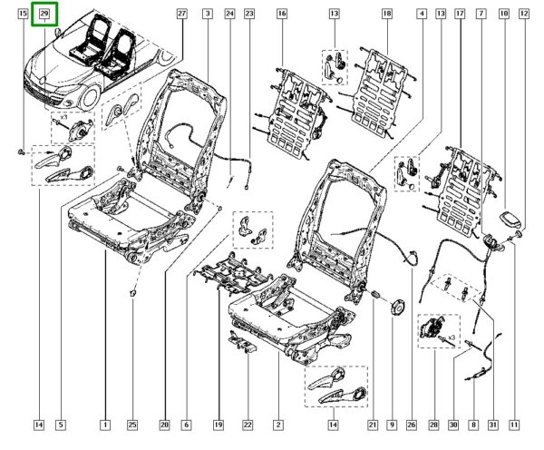 mecanismo regulagem encosto banco renault fluence 873462973r