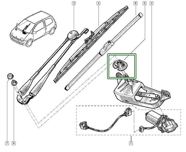 7700821157 borracha motor limpador dianteiro renault twingo