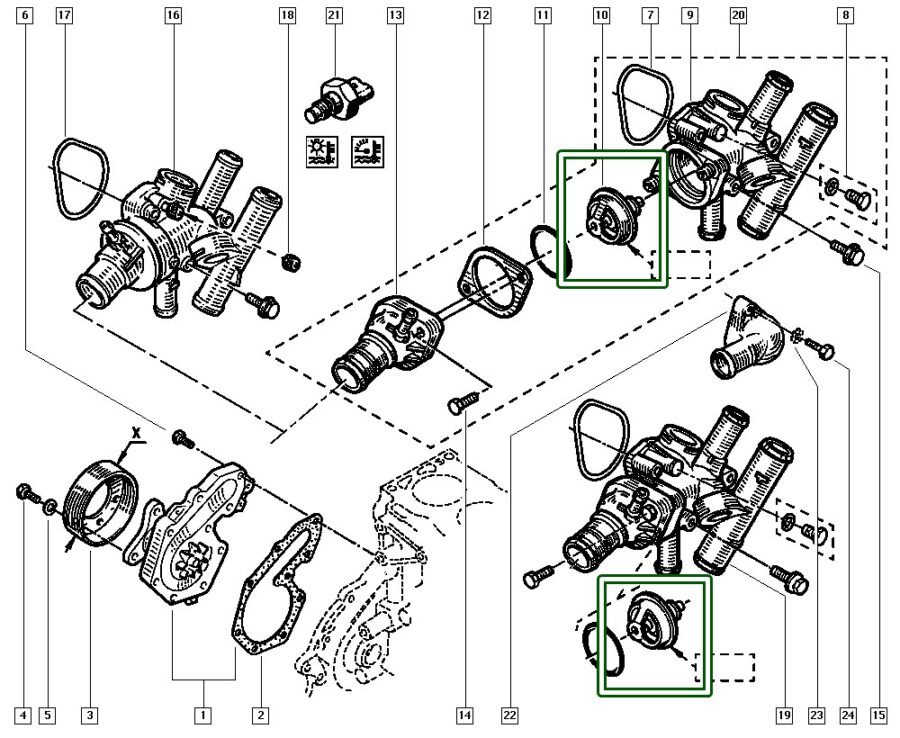 7700872314 термостат renault