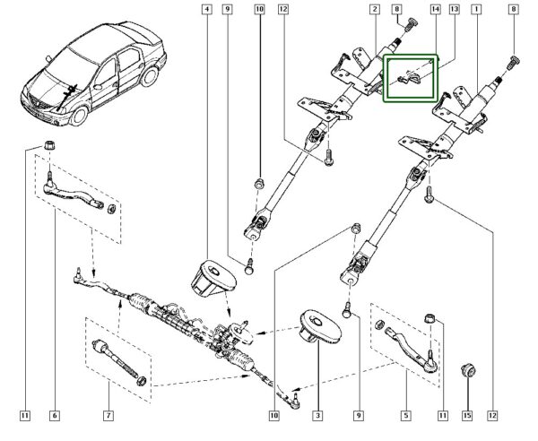 8200838410 alavanca volante escomoteavel renault duster logan sandero