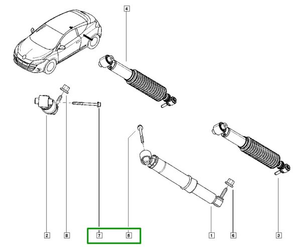 parafuso amortecedor traseiro renault megane fluence 7703602190