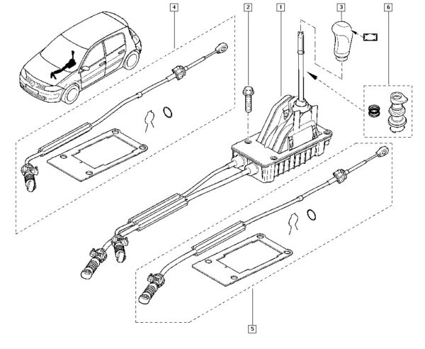 cabo alavanca câmbio lado direito renault megane original 314156687r