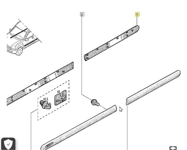 friso porta traseira direita renault kangoo 7701692446