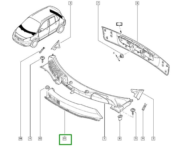 churrasqueira parabrisa renault scenic ii 8200183140