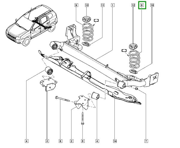 mola helicoidal suspenção traseira renault duster 550206781r