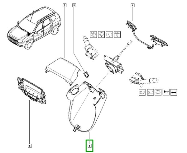 moldura chave de seta inferior renault duster 484720342r