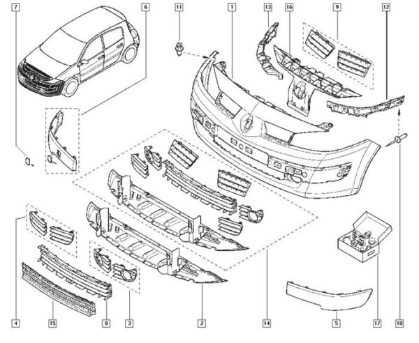 grade inferior central parachoque renault megane 8200258000