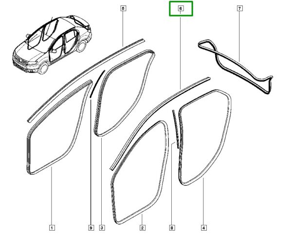 borracha porta superior esquerda renault logan 768610941r