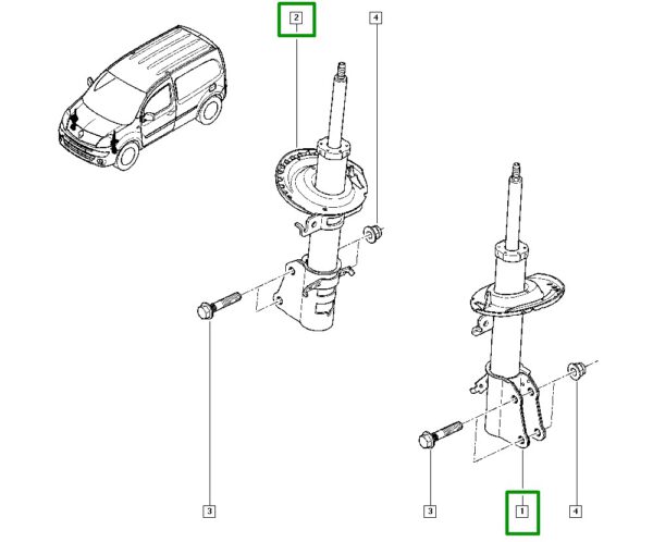 amortecedor dianteiro renault kangoo ii 543020572r