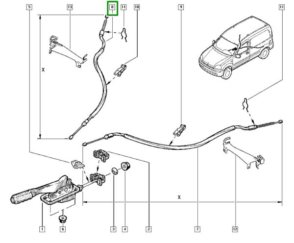 cabo freio de mão renault kangoo 8200694083