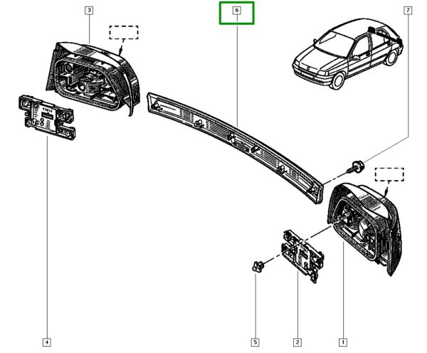 friso acabamento tampa porta malas e lanternas renault clio 7700827555