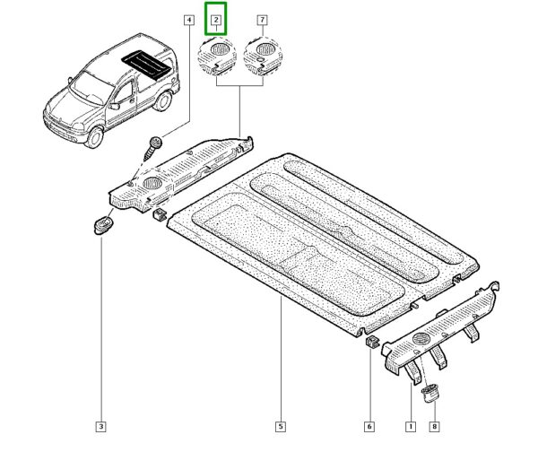 suporte bagagito esquerdo renault kangoo 7700307179