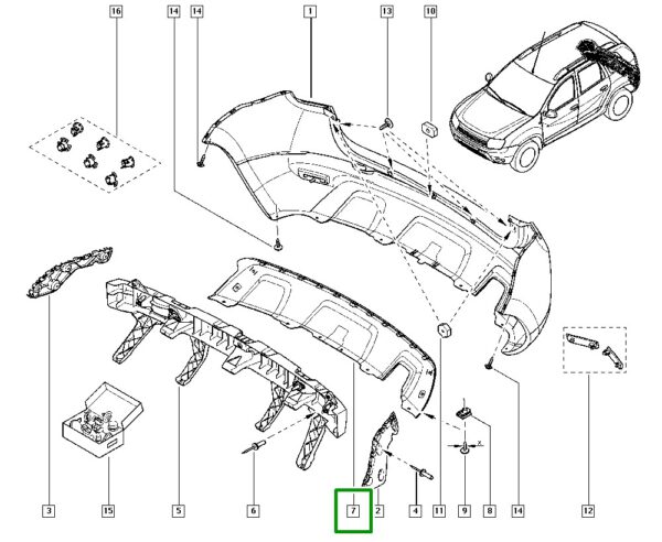 acabamento parachoque traseiro renault duster 850228075r