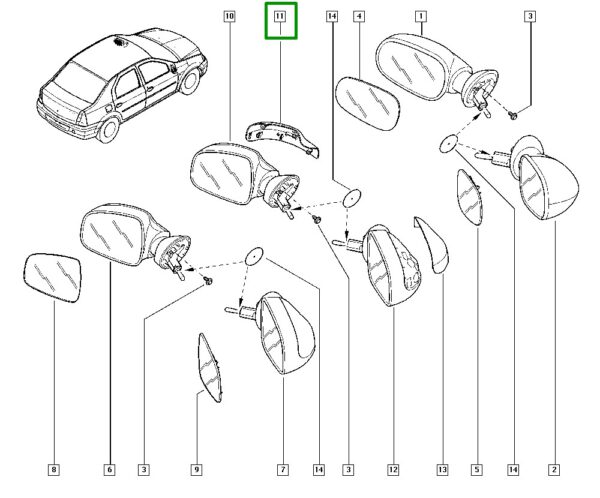 capa retrovisor esquerdo renault logan sandero i 963737684r