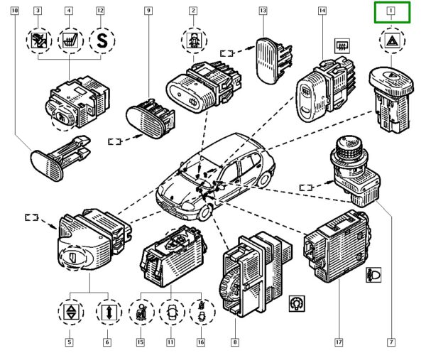 interrutor botão pisca alerta renault clio ii 700421820