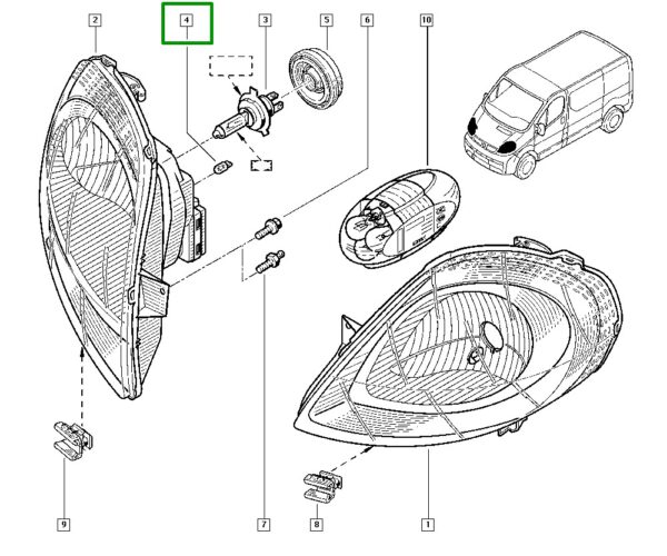 soquete e lampada farol renault trafic ii 7701047820