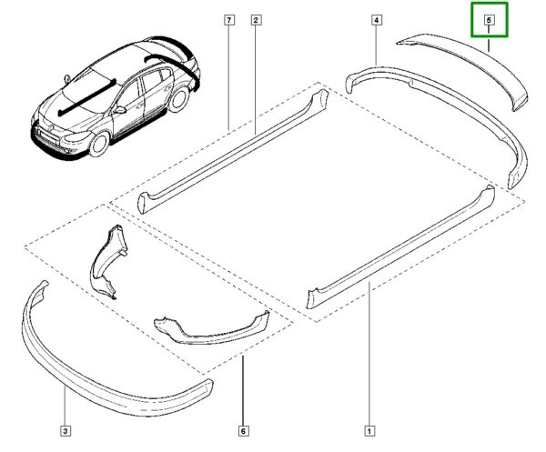 spoiler tampa porta malas renault fluence 7711427164