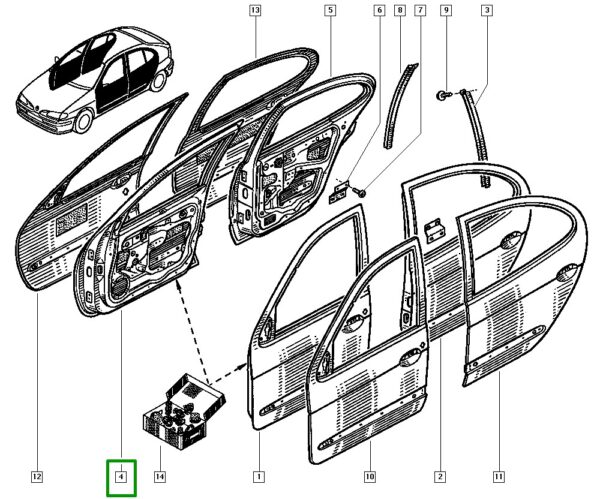 porta dianteira direita renault megane 7751474586