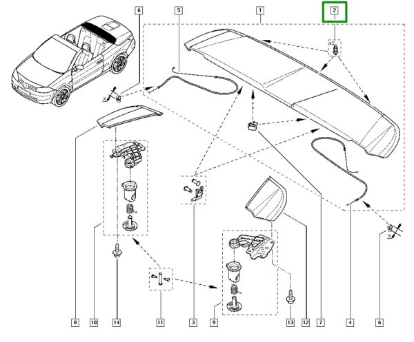 prateleira traseira renault megane ii 7701209120