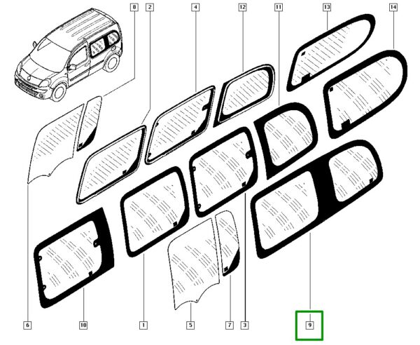 vidro porta traseira esquerda renault laguna 7701467579 (cópia)