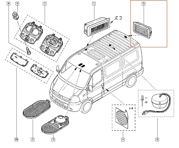 luz traseira de teto renault kangoo 8200418969