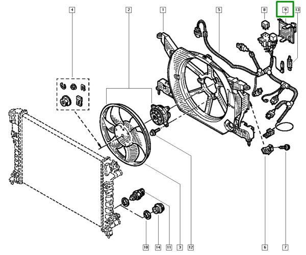 tampa caixa fusivel chicote ventoinha renault laguna 7701038371