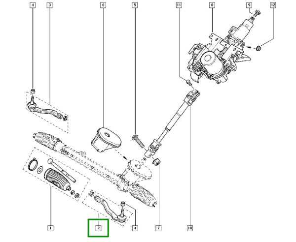 terminal direção lado esquerdo renault kangoo ii 7701478407