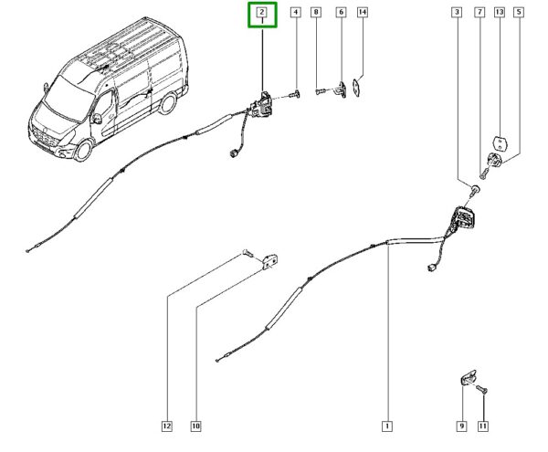 fechadura porta lateral com cabo renault master iii 2.3 16v m9t 825020011r