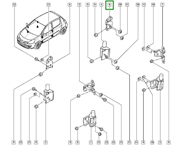 fechadura porta traseira direita renault clio iii 8200416345