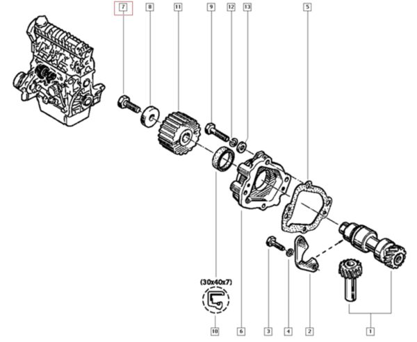 parafuso fixação motor combustão interna renault megane 7703002692